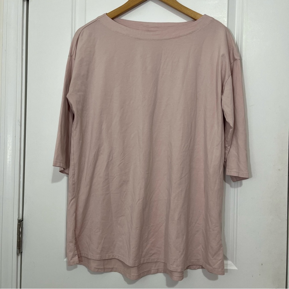 J.Jill Women’s Top Sz M Luxe Supima Cotton Pleat-back Tunic Pink Minimalist Soft